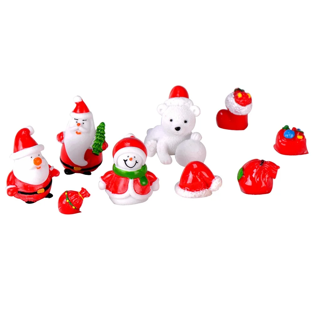 

18 Pcs Snow Scene Ornaments Christmas Mini Decorations Globe Figurines Crafts Xmas Resin