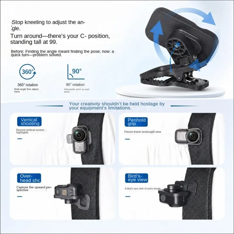 【A43M】Vertical And Horizontal For DJI Osmo Nano Magnetic Quick Release Clip For Backpacks, Collars, Hats