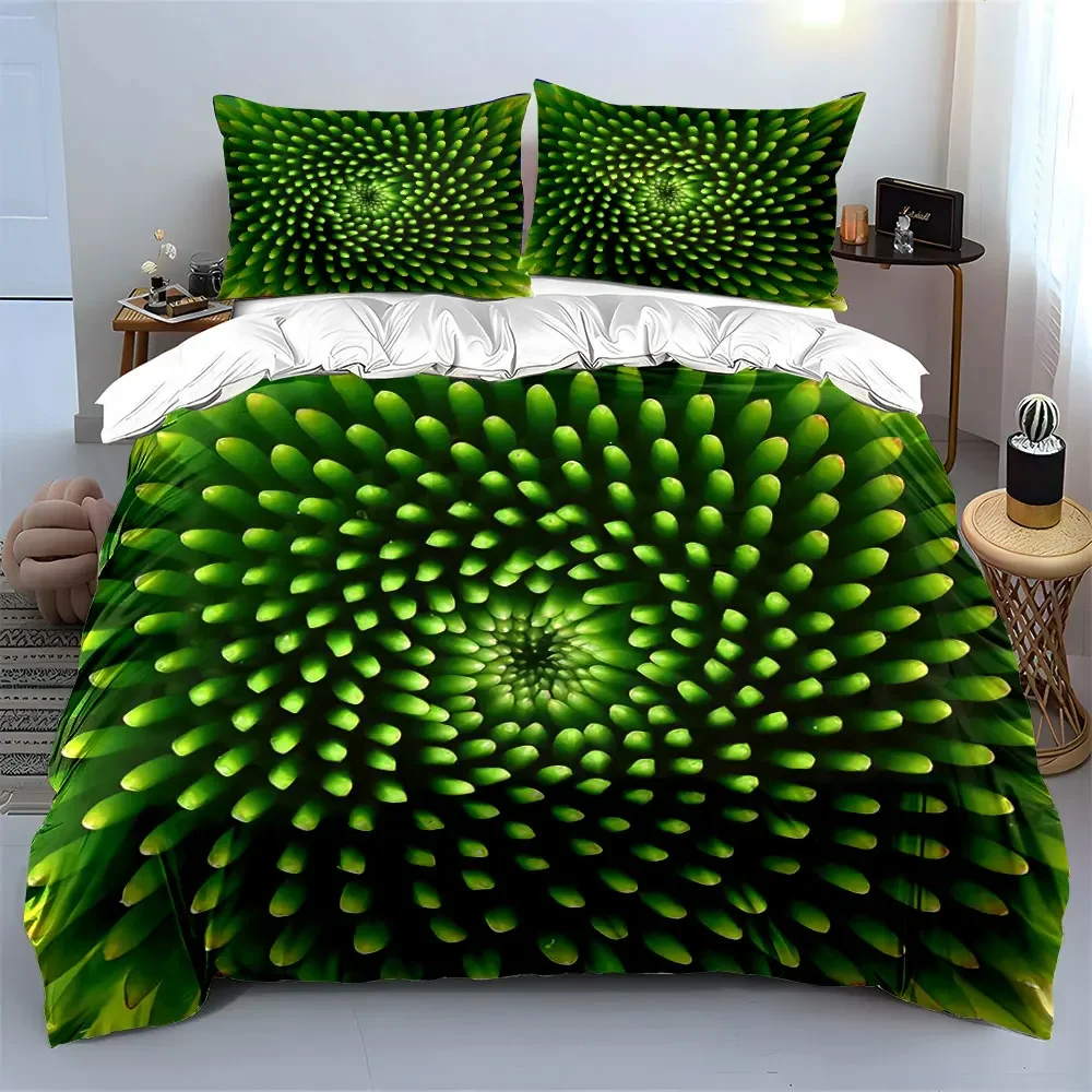 Green Spiral Decorative Set Soft Comfortable Duvet Cover Bedding Set Included 1*Duvet Cover & 2*Pillowcases, gift