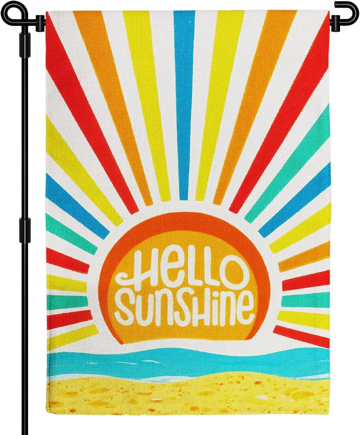 Hello Sunshine Summer Garden Flag Double Sided Burlap 12x18in yyi