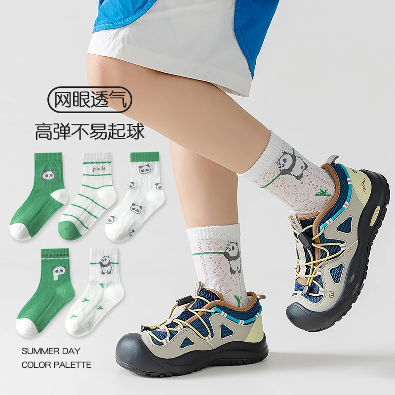 Image 4: Chaussettes mi-mollet en pur coton pour garçons - Collection Printemps-Été - Anti-transpiration pour l'école