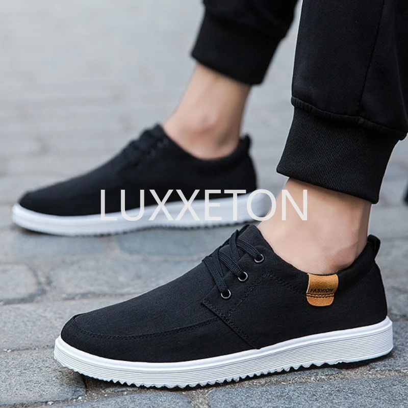 Men Canvas Breathable Vulcanized Shoes Spring New Fashion Lace Up Breathable Casual Non Slip Wear Resistant Sports Shoes