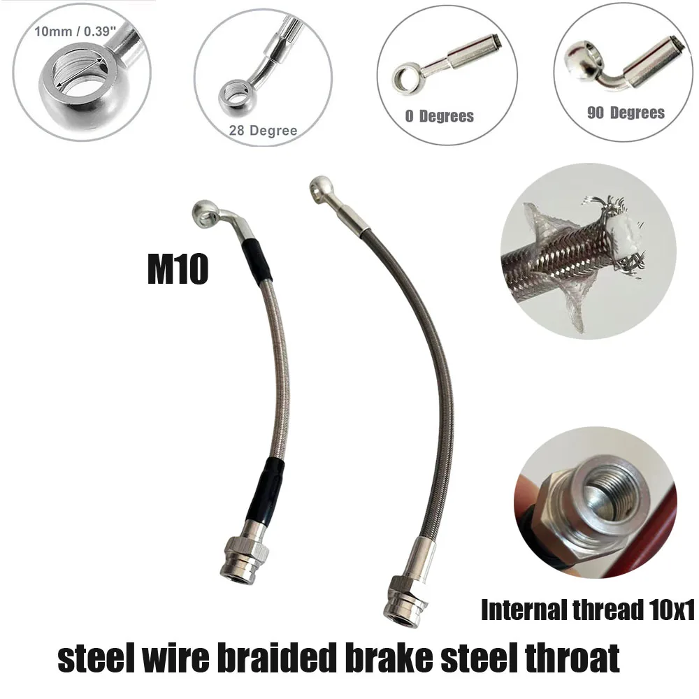 M10Automotive Hydraulic Brake Pipe M10X1female Steel Wire Braided Brake Steel Throat Clutch Oil Pipe Offroad Suspension Lift Kit