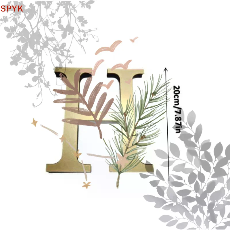 20cm Gold 26 English Letters DIY 3D Mirror Acrylic Wall Stickers Home Retro Wall Art Decor For Party Wedding Christmas