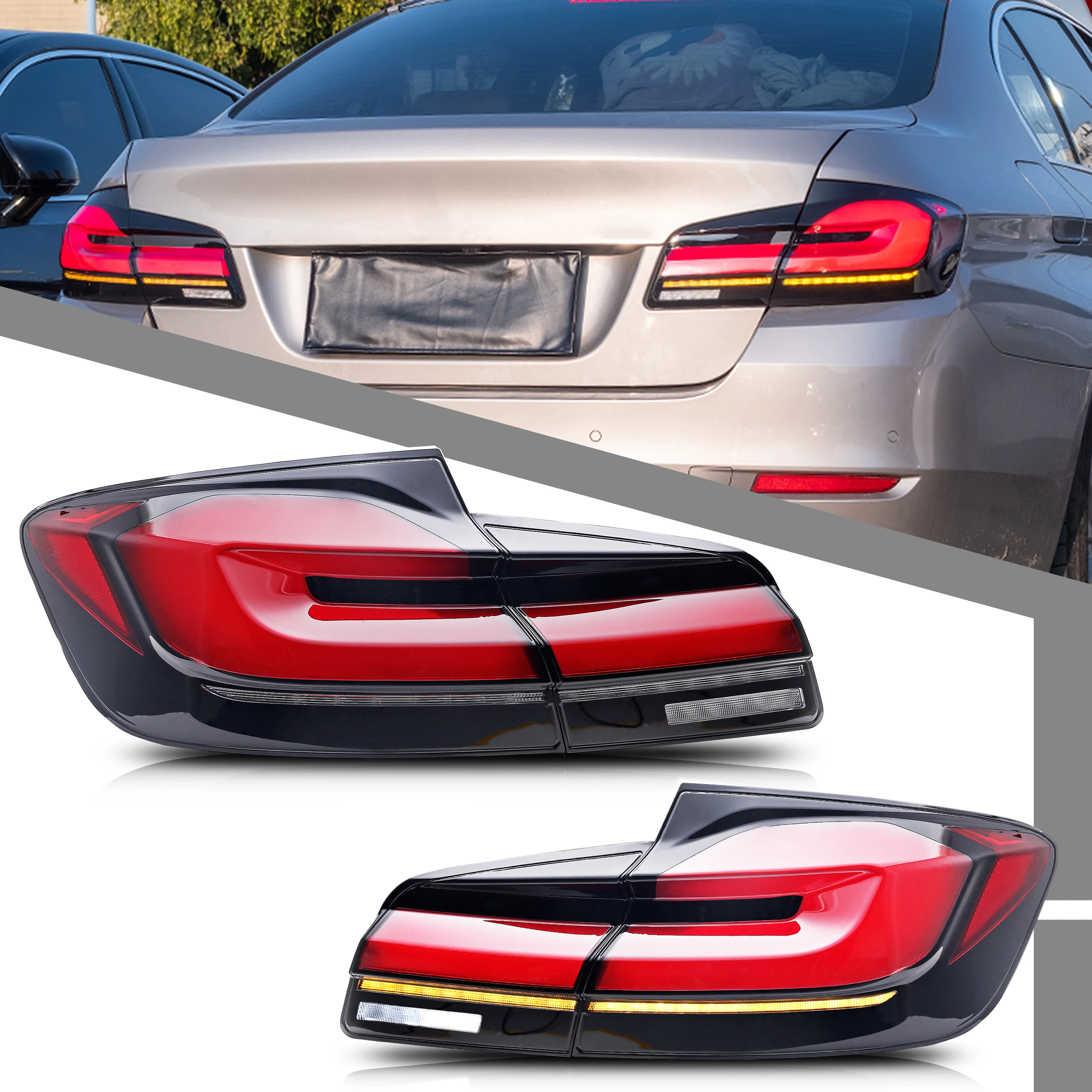 Feux arrière LED pour BMW F10 série 5 M5 2010 – 2016, clignotant séquentiel de berline, ensemble de feux arrière de marque électronique [non adapté à F11 et G30]