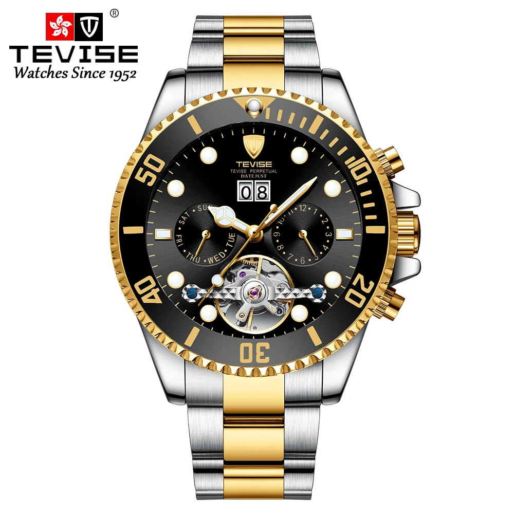 TEVISE Automatic Mechanical For Men Waterproof Luxury Luminous Business&Fashion Stainless Steel Wristwatch