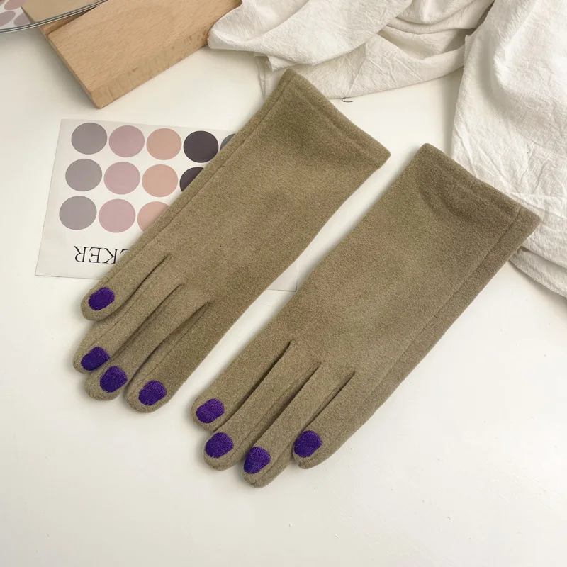 Modische Nagellack-Handschuhe Elegante Damen Winter Vintage Vollfinger-Handschuhe Dicke Touchscreen-fähige Warme Fäustlinge für Frauen – Detail 7