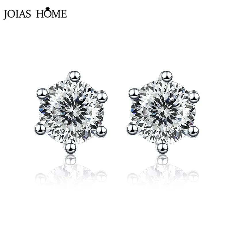 

JoiasHome Love 100 Plum Blossom Sakura Multi Cut Moissanite Stud Earrings For Female 925 Sterling Silver Fine Jewelry Earrings