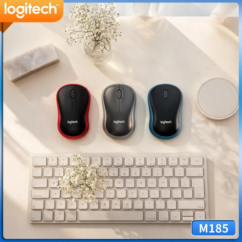 Logitech M185 Handy Compact Wireless Mouse, Light Body Weight, Precise 1000 DPI, Plug‑And‑Play For Student Daily Learning Tasks