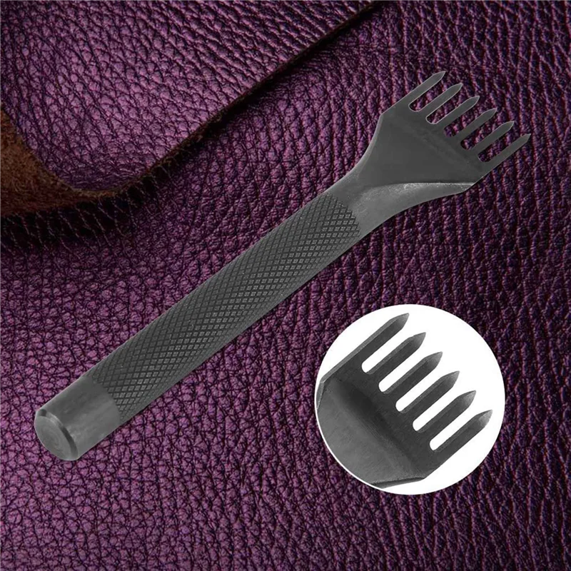 

ABRW-2X DIY Diamond Lacing Stitching Chisel Set Leather Craft Kits, Leather Craft Tooth Punching Tool 4Mm 1/2/4/6 Prong