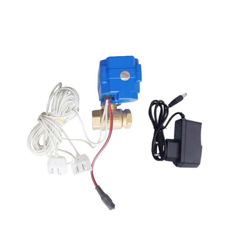 

Water Leak Detector Protection Set DN15 Valve Crane Host with 2pcs 6-Meter Water Sensor Cable for 1/2" Pipe Anti Overflow System