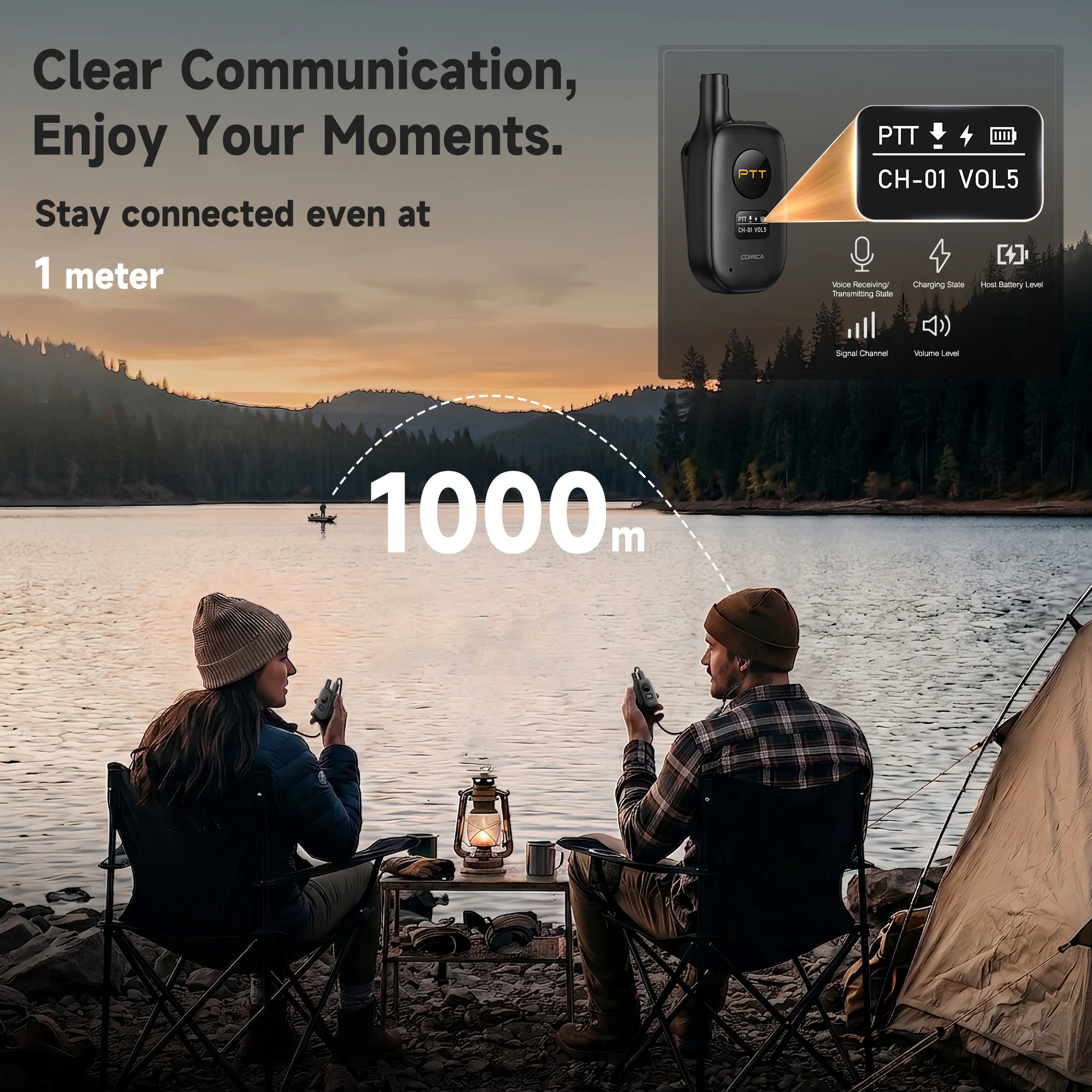 COMICA Seekcom M1 Handheld Walkie Talkie Long Range Wireless Two-Way Radio UHF 22 Channels for Restaurant Outdoor Camping Hiking