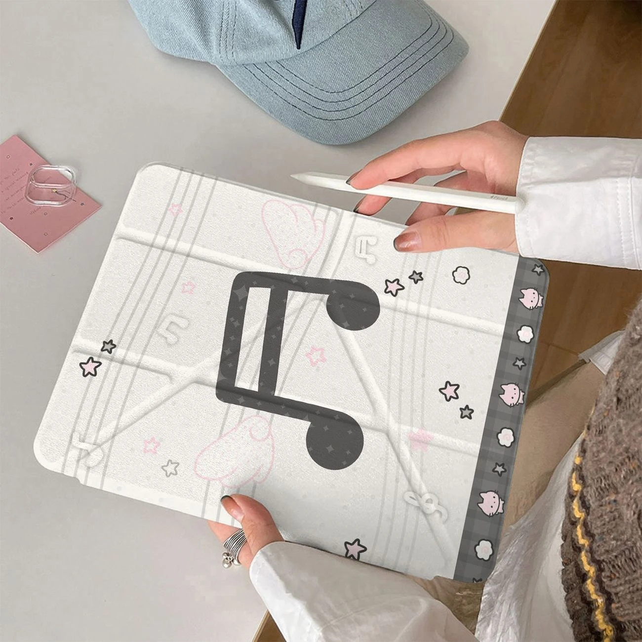 Cute Musical Note Elf Tablet Case For iPad Pro 11 12.9 13 A16 M2 M4 M3 M5 Shell 9.7 10.2 5/6/7/8/9/10/11th Mini Air 3 4 5 Cover