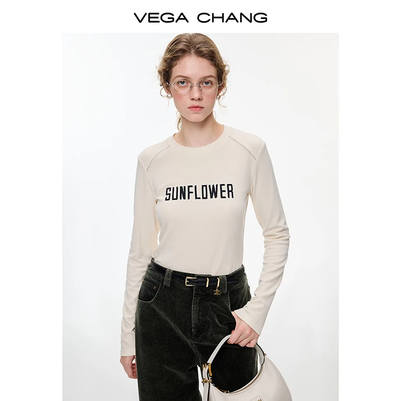 

Vega Chang новый зимний вязаный свитер в рубчик с вышивкой, самонагревающаяся футболка с обычными плечами