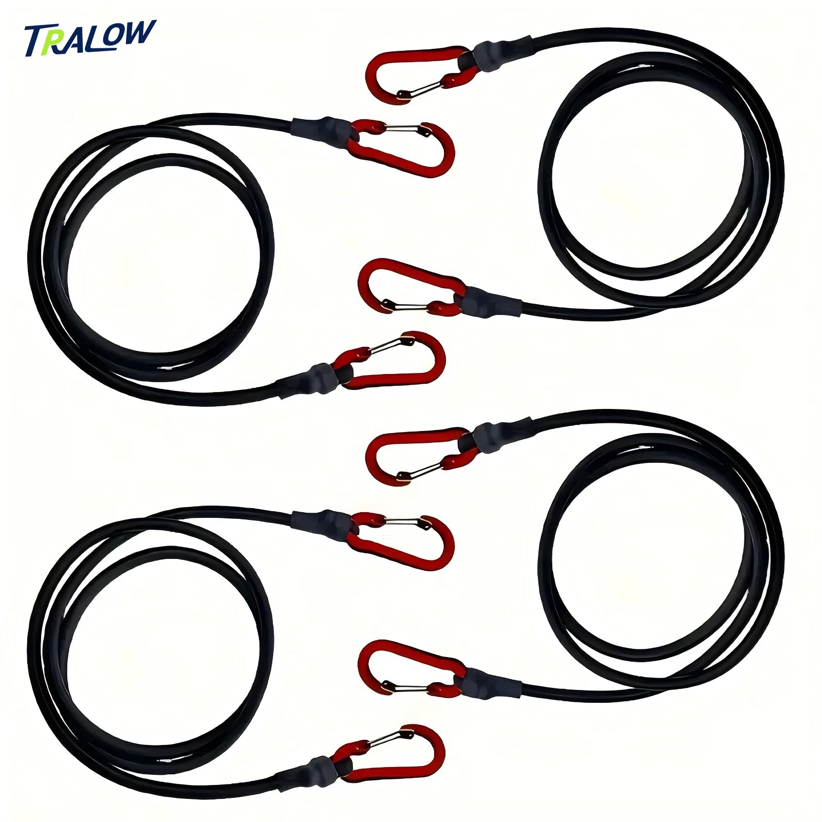 

TRALOW 4Pcs Heavy-Duty Elastic Rope with Hooks Suitable for Rowing Cycling Luggage Packaging and Camping Outdoor Accessories