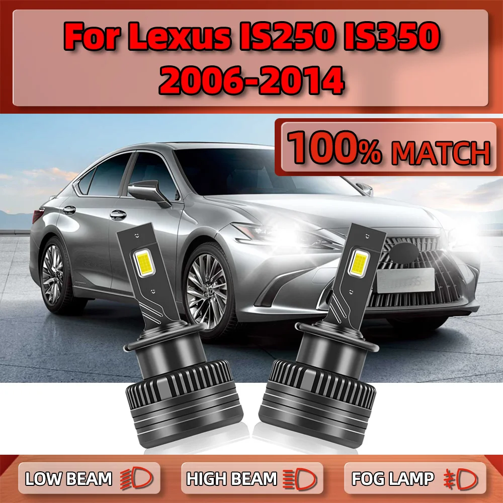 2PCS Car Headlamp D3S Canbus LED Headlight Bulb 25000LM HID Lamps For Lexus IS250 IS350 2006-2008 2009 2010 2011 2012 2013 2014