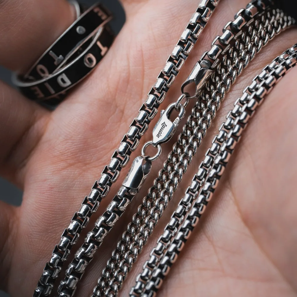 LAUTIE 925 Sterling Silver Necklace Plain Chain Collarbone Chain EDCStress Relief Toy