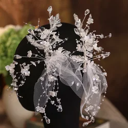 1 Pair Crepes Bridal Gauze Side Hair Clip Simple Wild Brides Wedding Hair Accessories