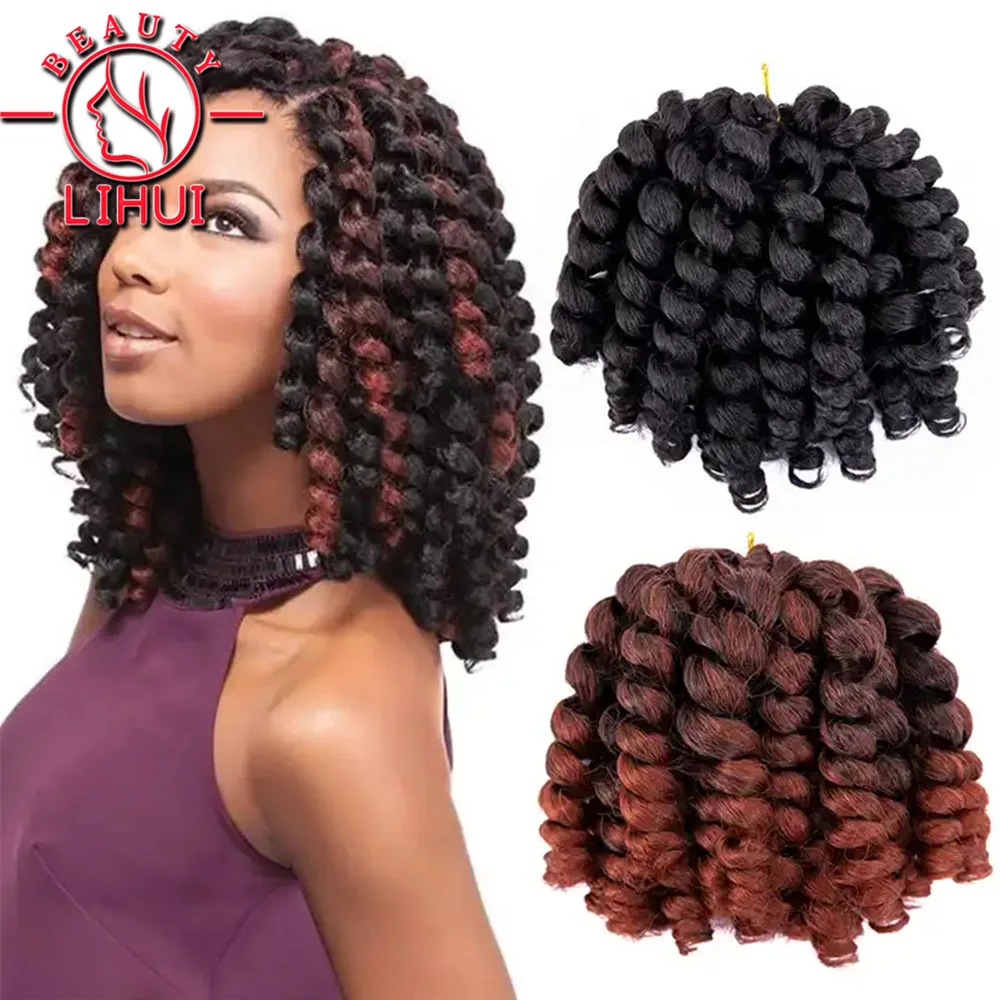 

8Inch Curly Jumpy Wand Curl Jamaican Bounce Synthetic Braiding Hair Extensions Afro Crochet Braid Hair For Black Women