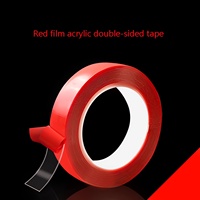 2pc Ultra Thin Transparent Red Film Double Sided Tape With HighTemperature Resistance No Marks Waterproof Adhesion Strong Adhes
