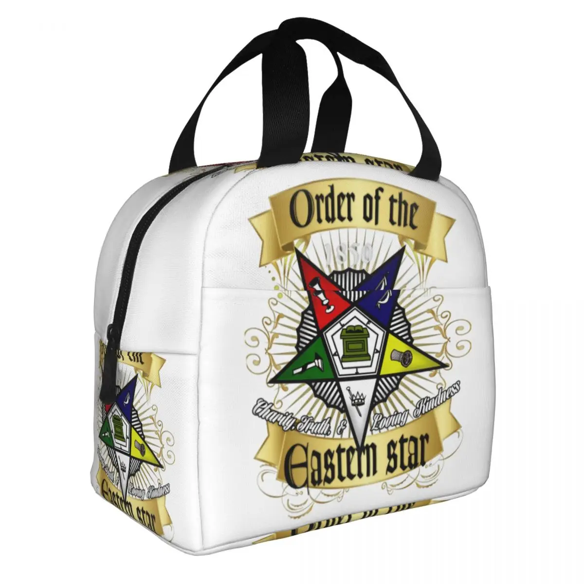 OES Style Order Of The Eastern Star Logo Sistar Freemason Thermal Insulated Lunch Bag Women Resuable Lunch Container Food Box