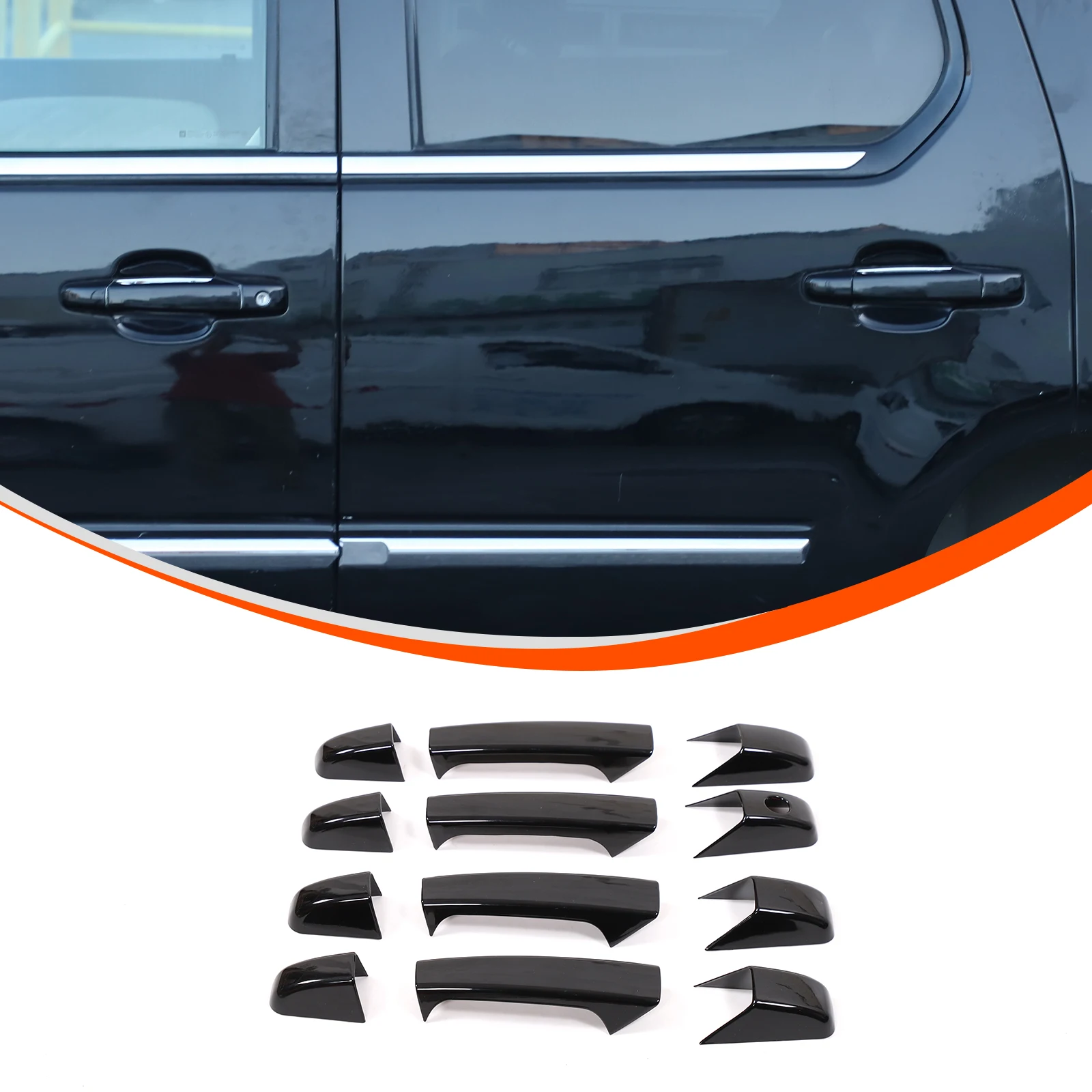 

For Cadillac Escalade 2007-2014 ABS Carbon Fiber/Black Car Car Door Handles Decorative Cover Trim Car Exterior Accessories