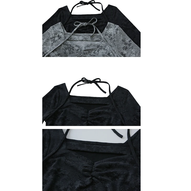 Fall,Winter,New,European,Clothes,T-Shirt,Chic,Sexy,Watercolor print,Hollow out,Women,Tops,Long Sleeve,Bottoming Shirt,Tees,58047