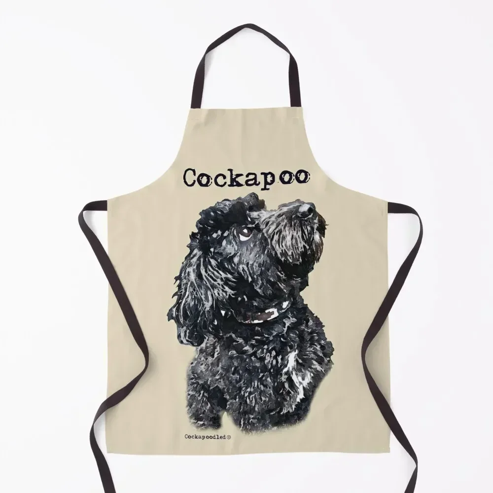 

Black Cockapoo Dog Apron Kitchens Accessories Art painting beauty master Apron