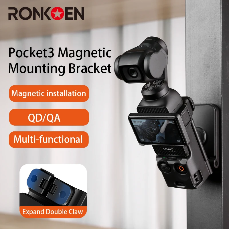 Ronkoen For DJI Osmo Pocket 3 Detachable Magnetic Plate Adjustable Base Mount for DJI Pocket 3 Magnetic Mount Protective Case