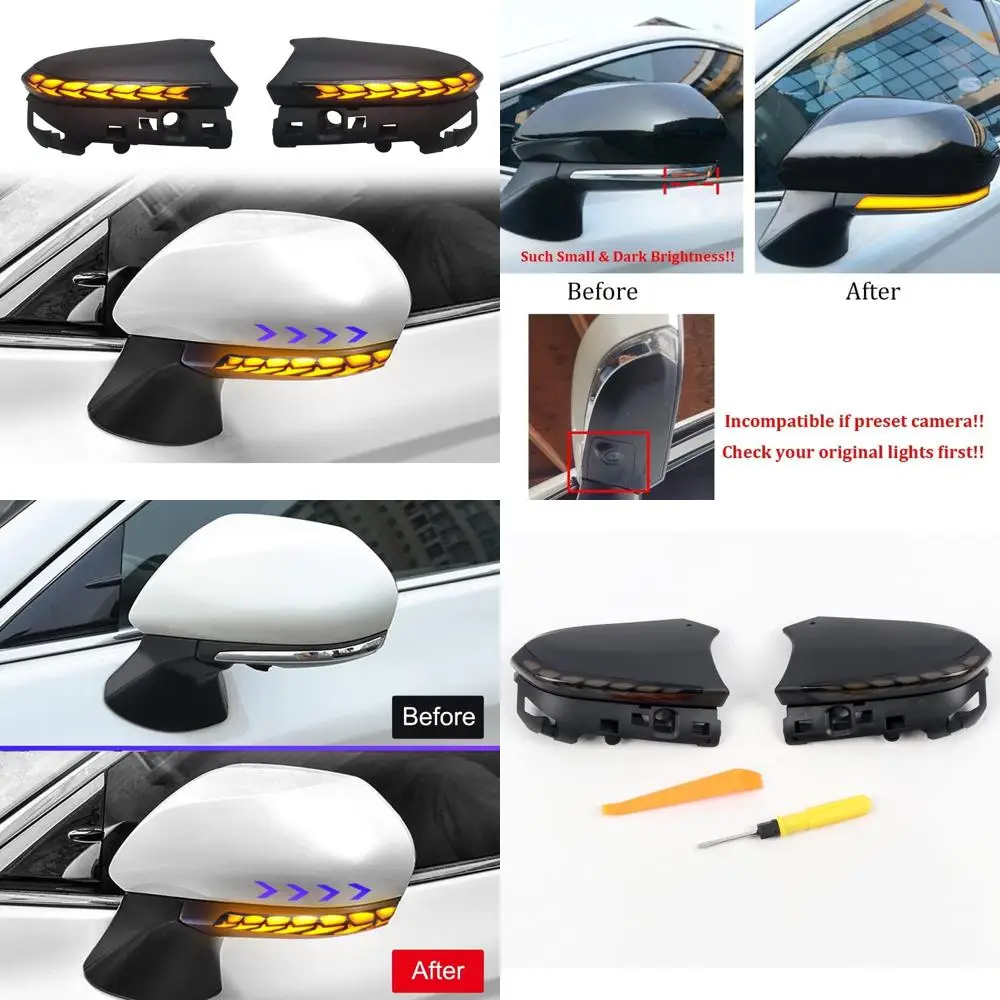 

Pair of Smoked Black LED Sequential Turn Signal Side Mirrors for 2018-2024 Toyota Camry (Type A, No Built-in Lights)
