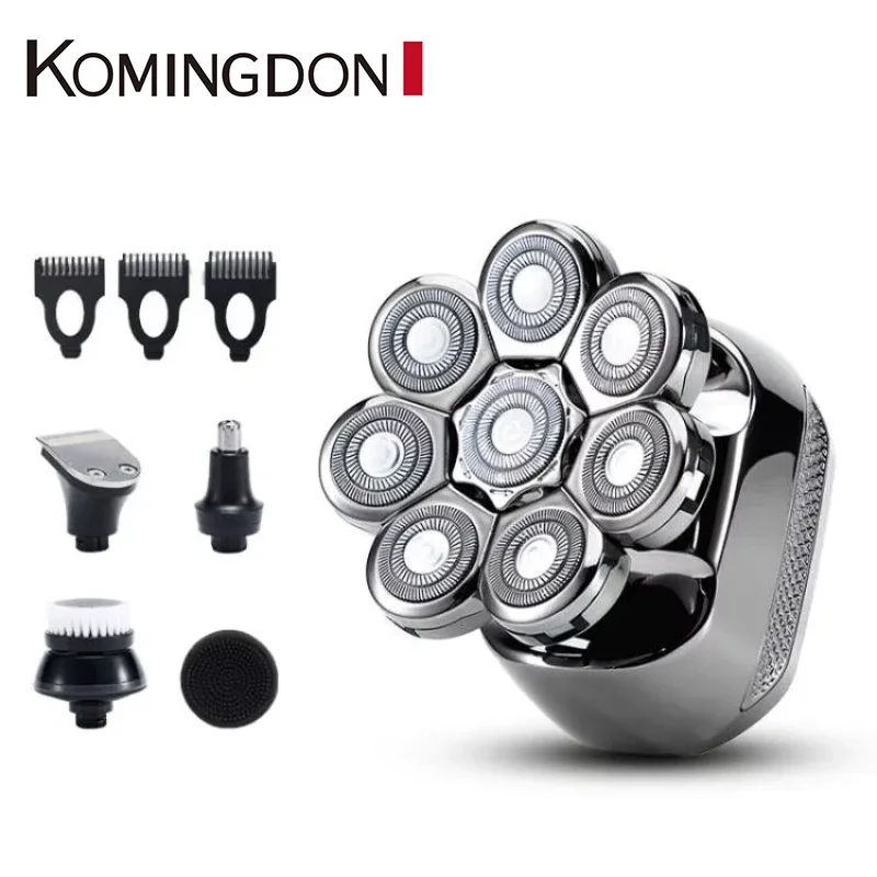 ماكينة حلاقة كهربائية Xiaomi Komingdon IPX6 متعددة الوظائف 5 في 1 ماكينة حلاقة للشعر قابلة لإعادة الشحن ماكينة حلاقة دوارة للرجال ماكينة حلاقة للرأس