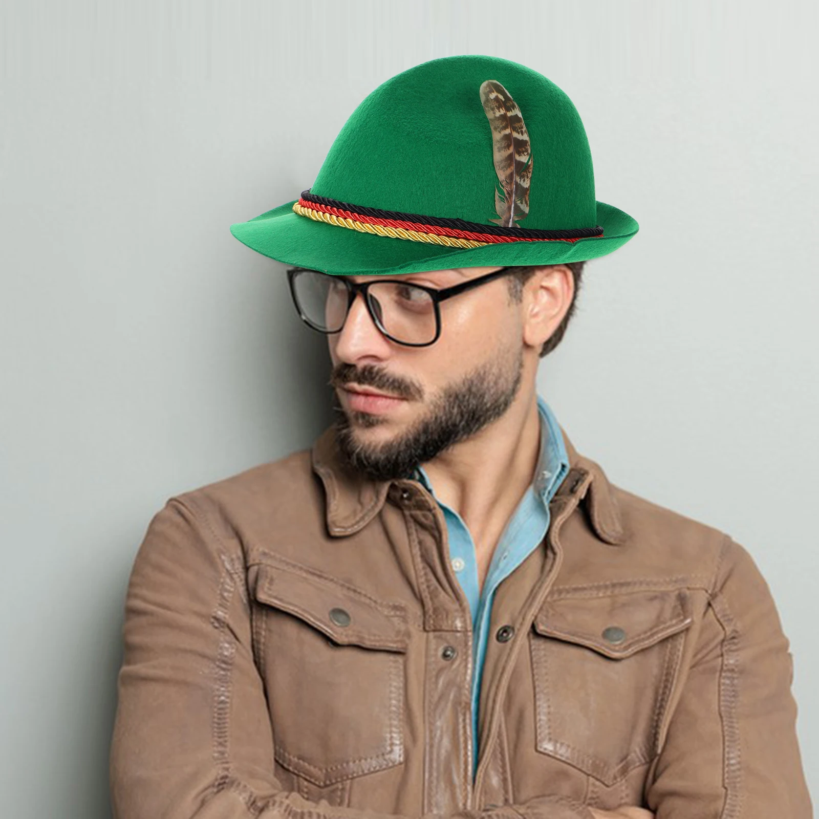 

Halloween Hat Green Comfortable Classic Color Versatile Decoration Oktoberfest Women Party Grass Panama Jazz