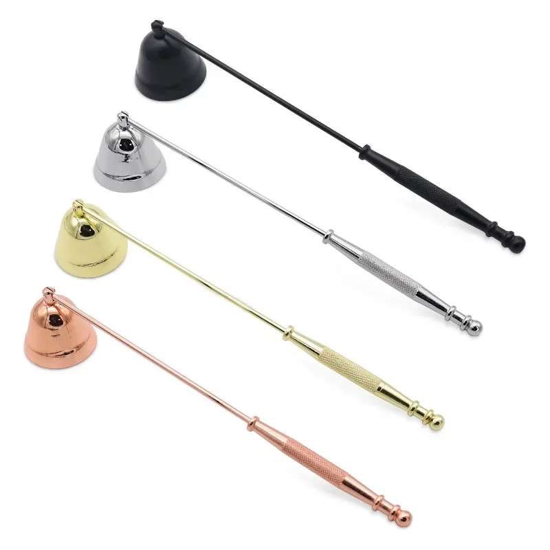 Vintage Candle Snuffer – Long Handle Wick Extinguisher – Metal Flame Snuffer Tool – Rotatable Head – Gold Finish – For Scented & Jar Candles