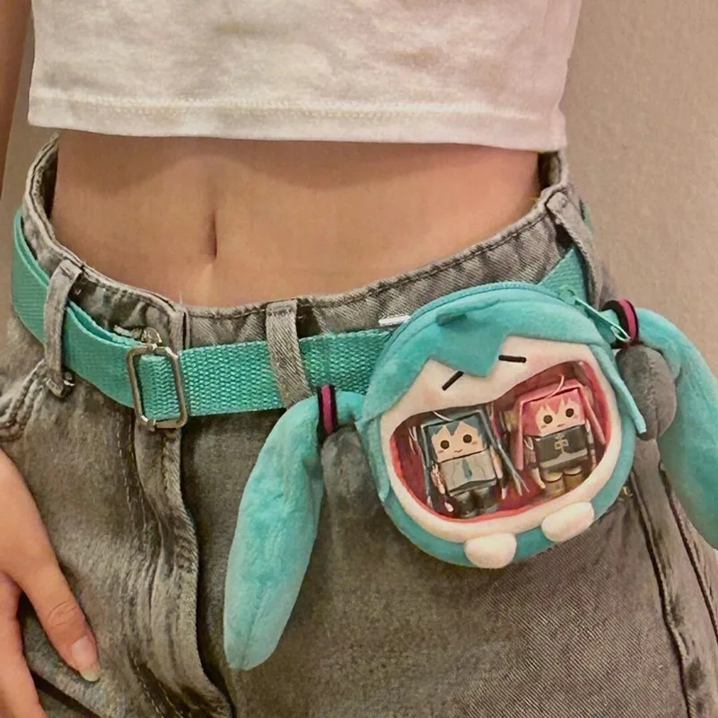 Hatsune miku periférico secundário bonito meninas crossbody saco boneca mochila saco transparente saco de fone de ouvido