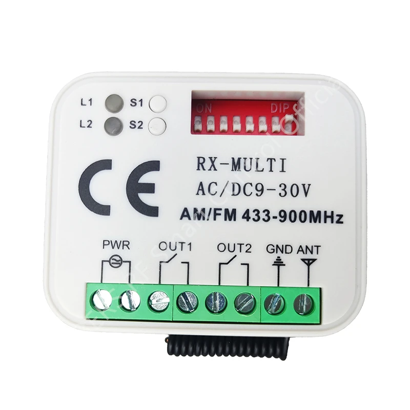 Universal Garage Door Remote Control Receiver 2 CH Controller Switch For 433 900 MHz Transmitter Multi Frequency 300-868MHz