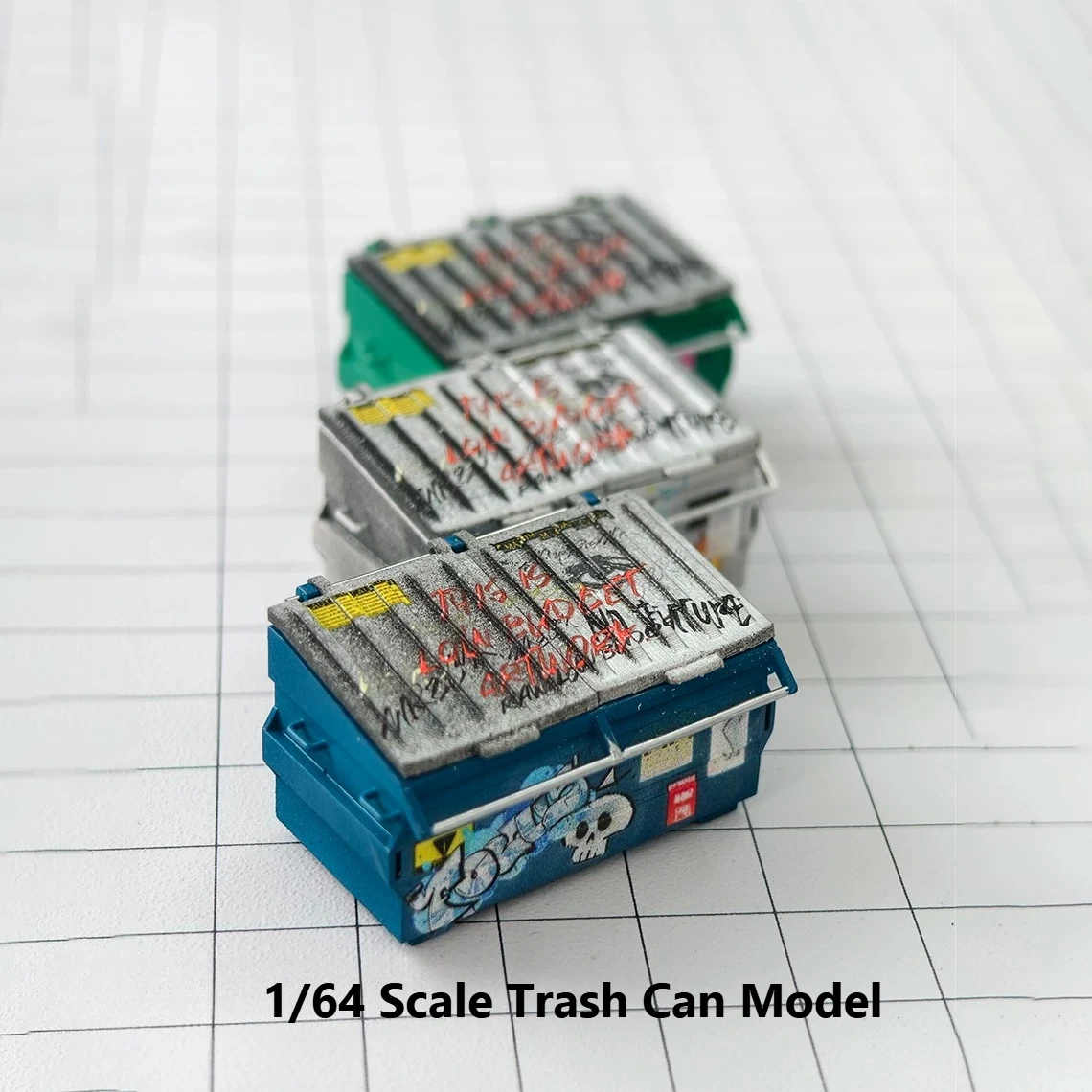 Diorama 1:64 Scale Miniature Trash Can Model Accessories Furniture Toys Garbage Truck Cans For Cars Garage Vehicles Scene