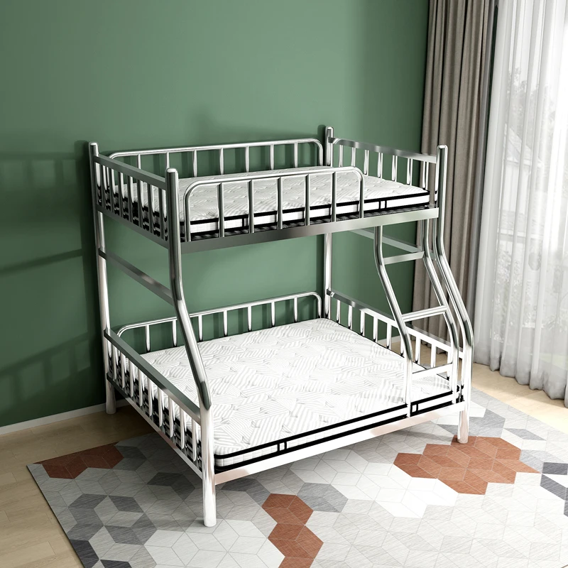 

304 stainless steel bed frame upper and lower bunk thickened dormitory home rental room mother and child bed