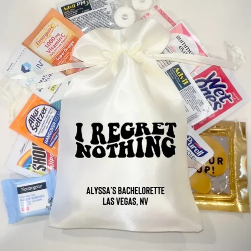 처녀 파티 호의 가방, 맞춤 복구 키트, 숙취 키트, 생일 파티 호의 가방, 후회 없음, 25 개 
