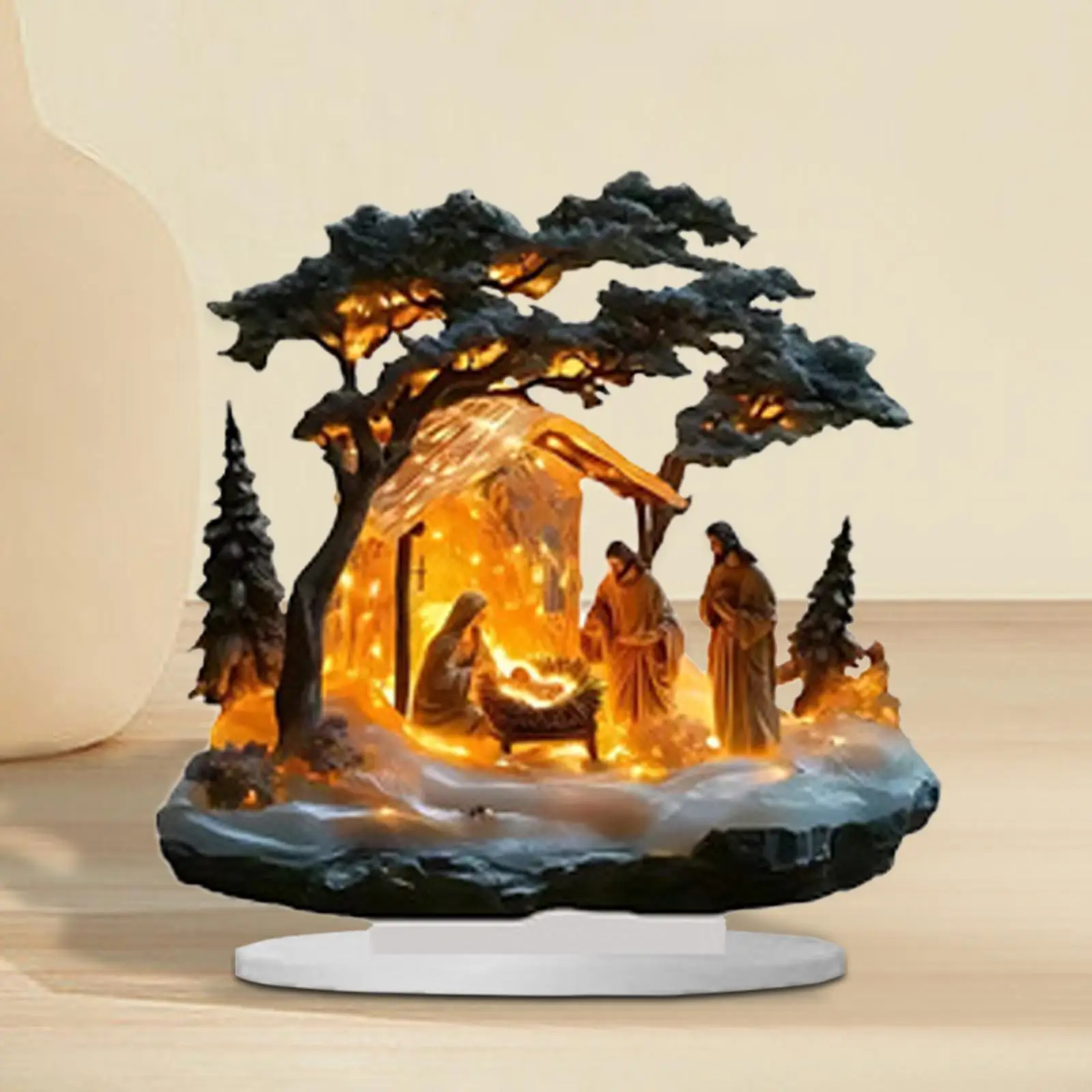 High Quality Nativity Scene Ornament Jesus Birth With Glossy Scene Figurine Christmas Collection for Home Table Xmas Party Decor