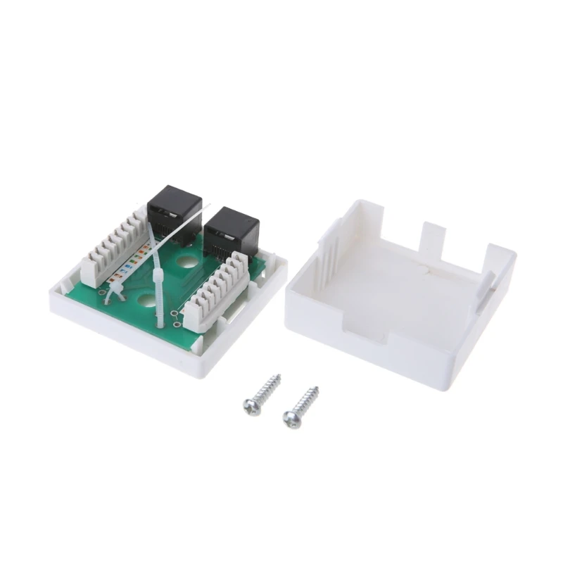 2 Port RJ45 Network Connector Junction Box for CAT6 Cat6e 8P8C Desktop Extension Cable Enclosure