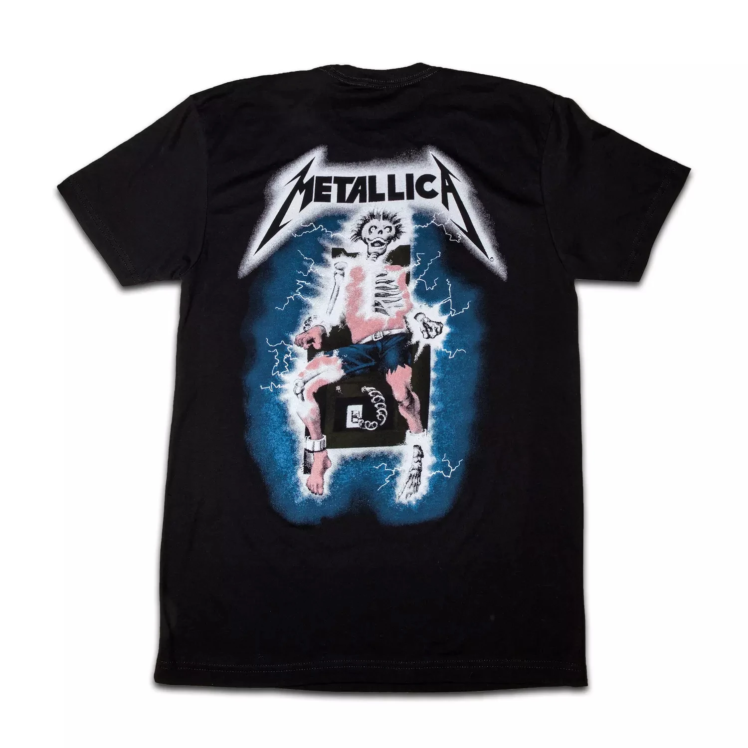 Vintage Metallica Ride The Lightning T Shirt Front Back Electric Chair Lightning Print Retro Metal Band Concert Top
