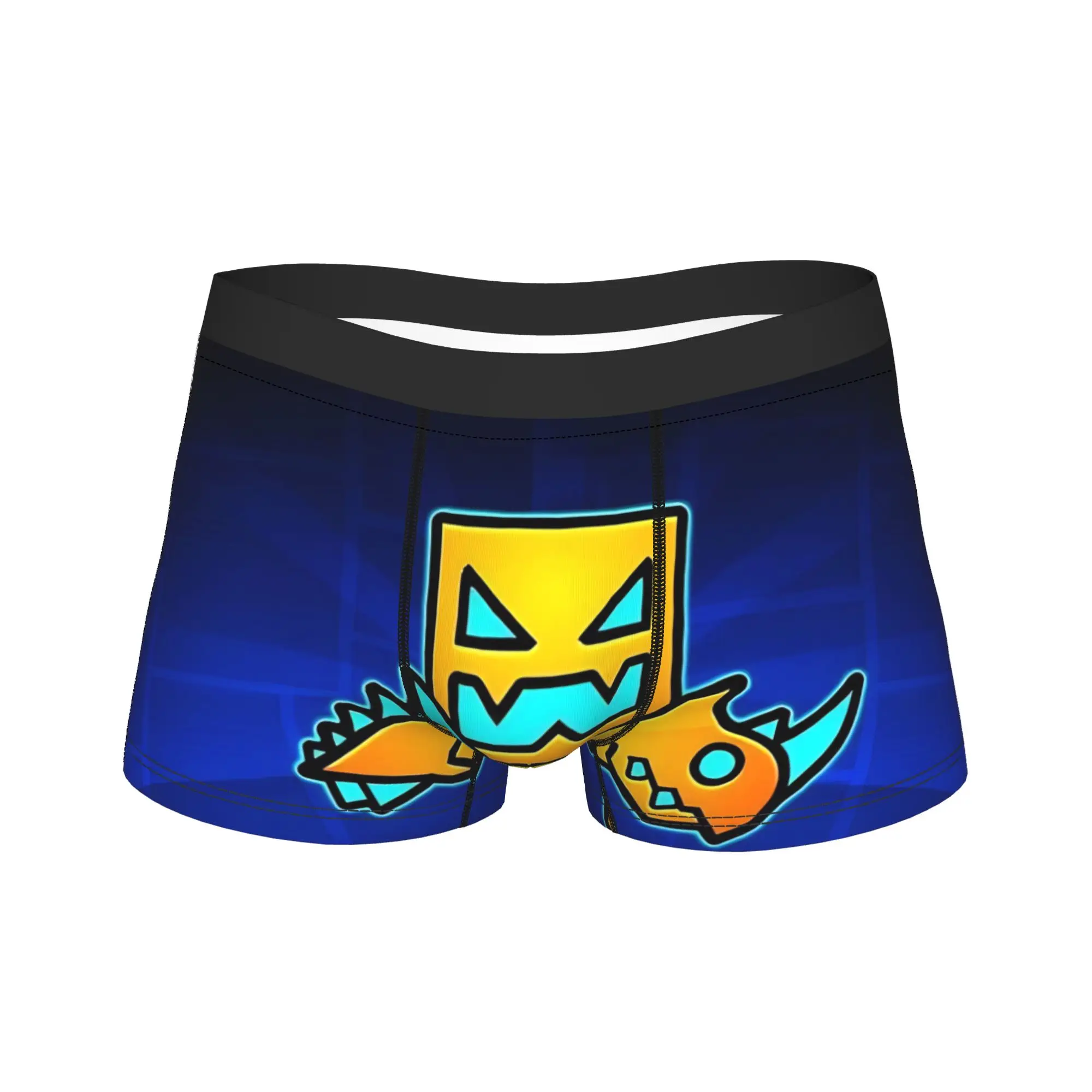 Men Geometrys Dashs Game Long Underwear  Funny Boxer Briefs Shorts Panties Male Mid Waist Underpants Plus Size