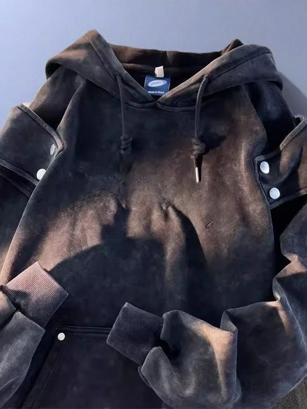 

Large Size Hoodie Sweatirt Men's Fce Lined Embroidered Letter American Sle Casual Outerwear for Couples Youth ular