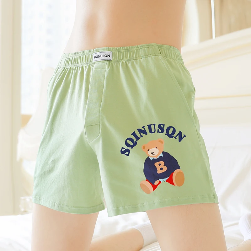 

Men's Bear Print Underwear - 95% Cotton 5% Spandex Loose Aro Pants, Outdoor Home Shorts