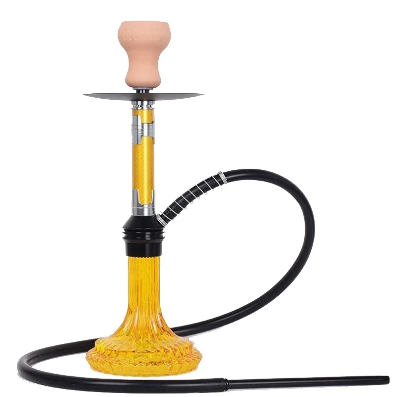 Stainless steel,Black Blue Red Green Yellow,18.1in\46cm Small Premium,Single Hose 1,Bar Shisha Full Set Smoking Pipe Hookah Set