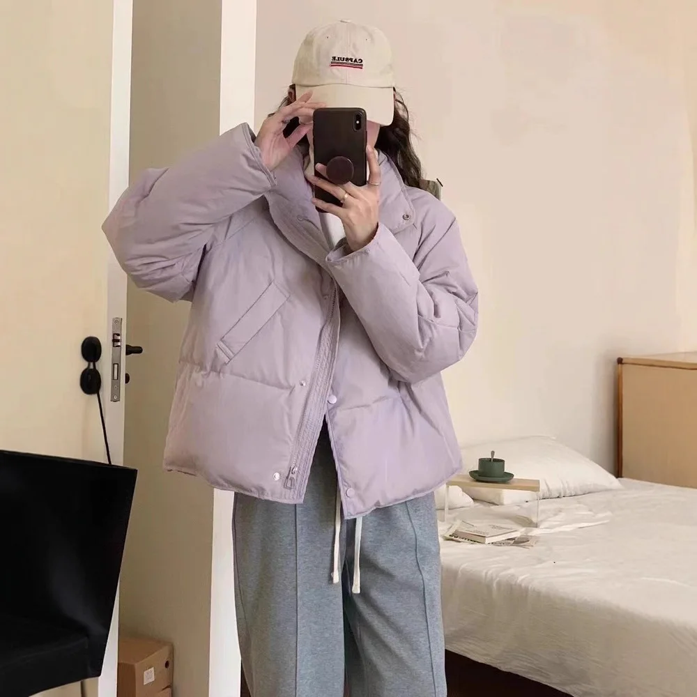 2025 Winter New Down Cotton Jacket Women's Short Style New Korean Version Small Solid Color Bread Jacket Cotton Coat Outer