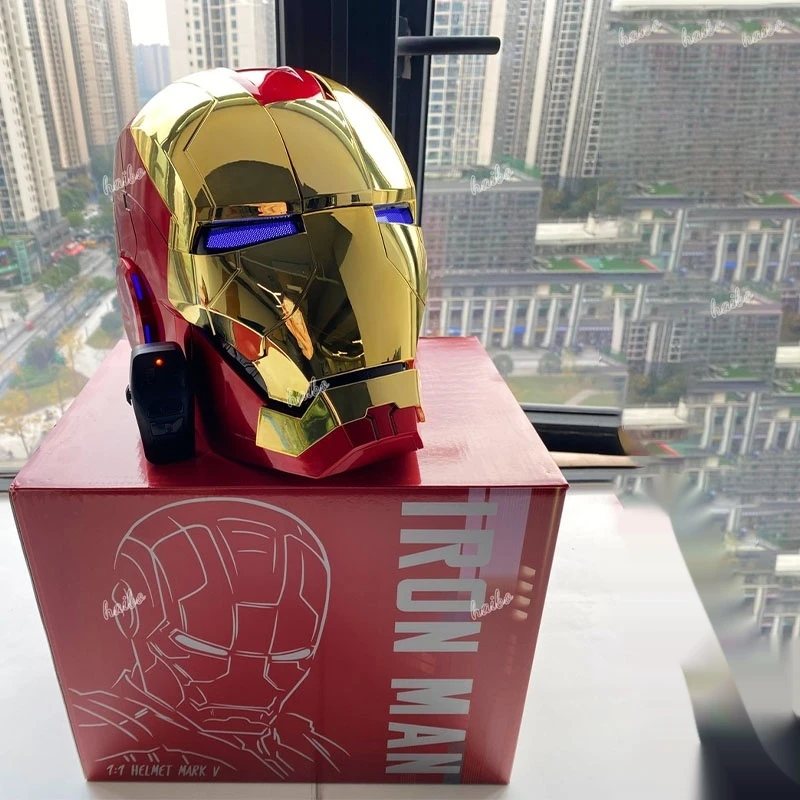 1:1 Mk5 Iron Man Helmet Avengers War Machine Cosplay Electric Open Close English Voice Remote Control Toys Christmas Boys Gifts