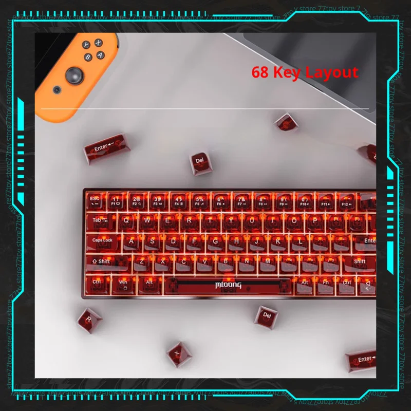 68 Key Desktop Computer Laptop Creative Mechanical Keyboard Wired Connection Female Red Agate Transparent Color Keyboard