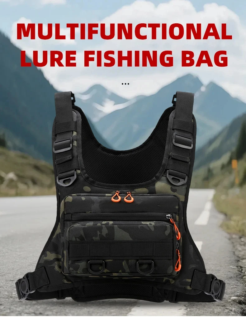 Outdoor-Sportweste mit Rucksackfunktion, taktische Brust- und Hüfttasche, Umhängetasche für Camping, Laufen, Radfahren, Motorradfahren und Workouts – Detail 4
