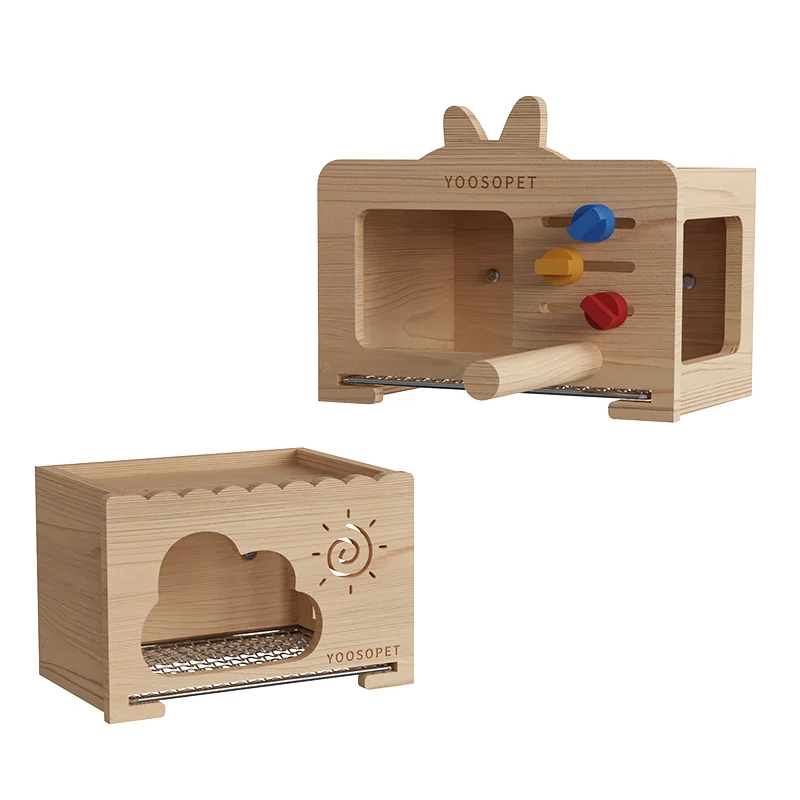 You Whoosh Parrot Wooden House Chinchilla Rabbit Flower Branch Mouse Hamster Wooden Nest Guinea Pigs Small House Bird Nest Peony